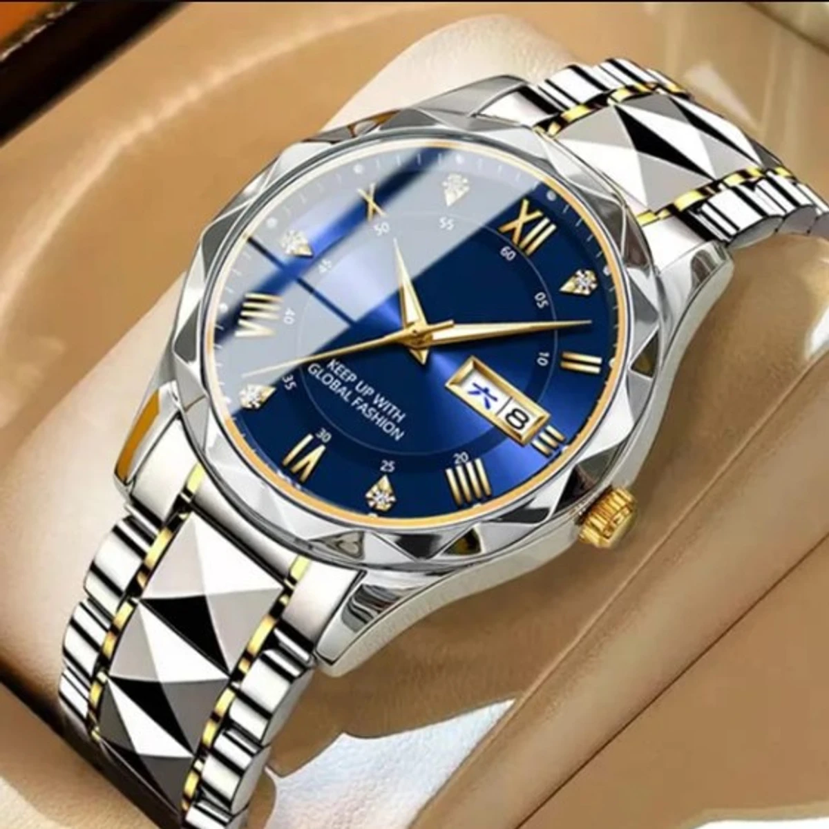 POEDAGAR Luxury Men Watches Business Top Brand Man Wristwatch Waterproof Luminous Date Week Quartz Men's Watch High Quality+Box-Silver&Green