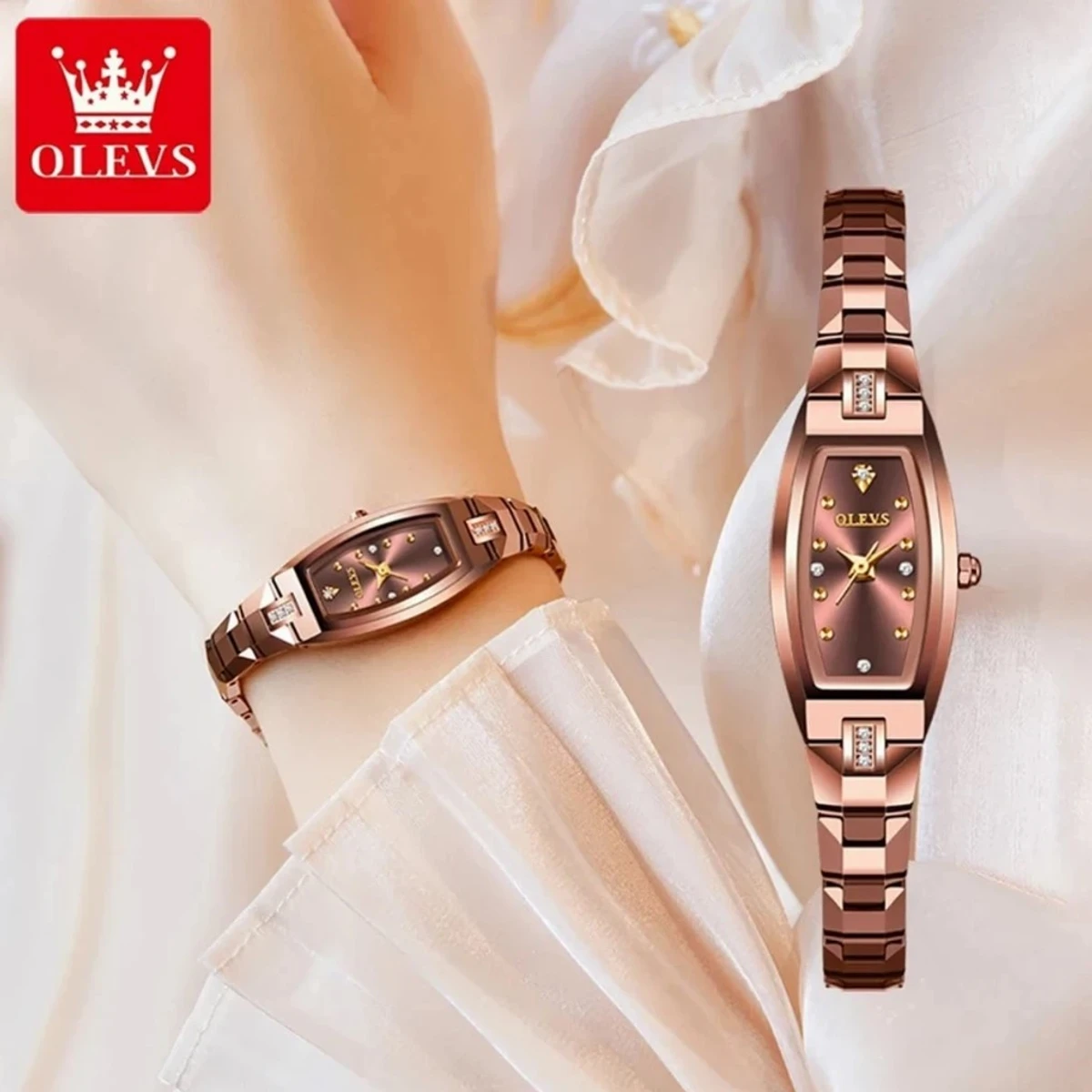 OLEVS Luxury Watches for Women Rose Bracelet Gift Set Waterproof Jewelry Wrist Watch Ladies Girls Watch Clock Montre