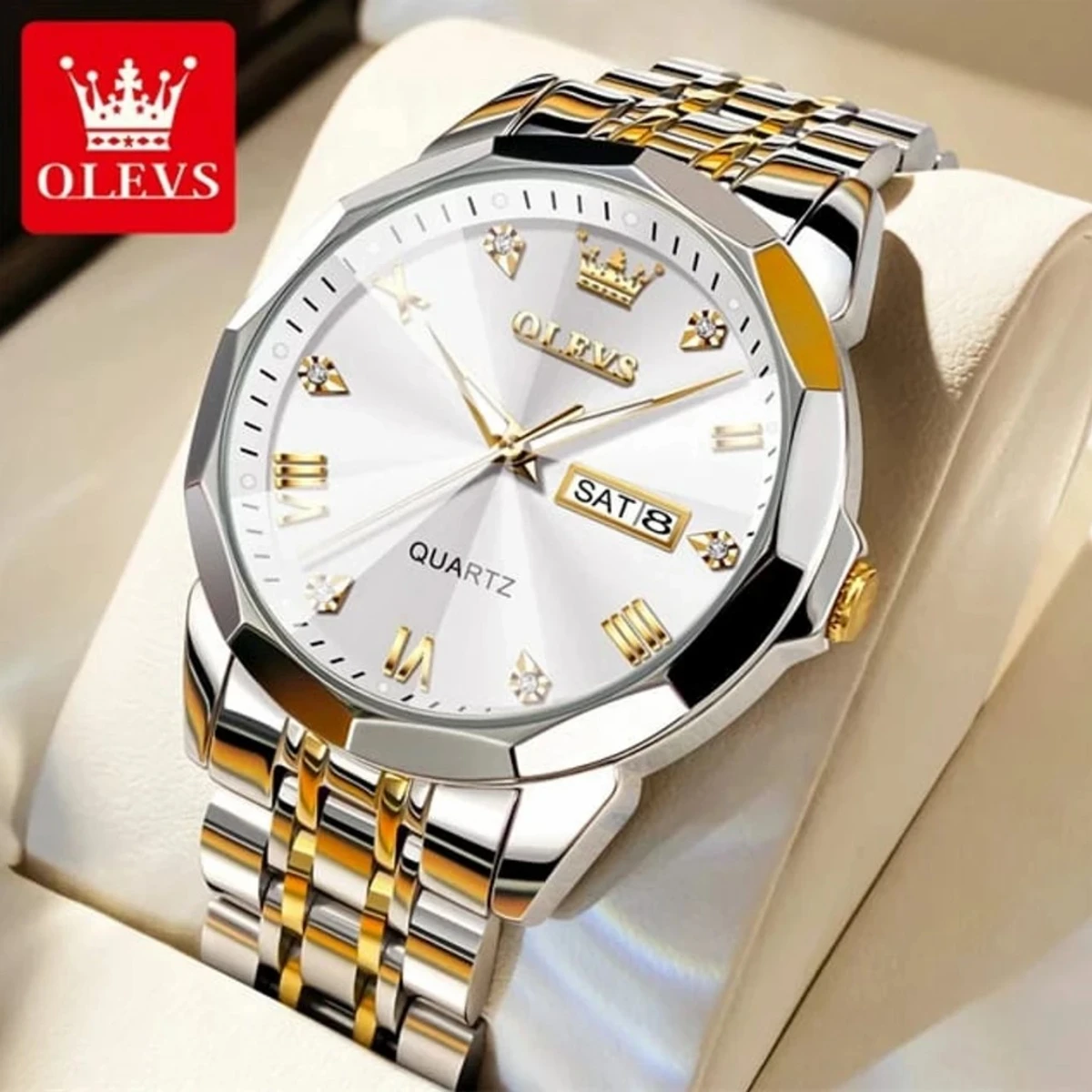 2023 New Luxury OLEVS MODEL 9931 Watch for Men Stainless Steel Waterproof Watches - 9931 TOTON AR DIAL WHITE